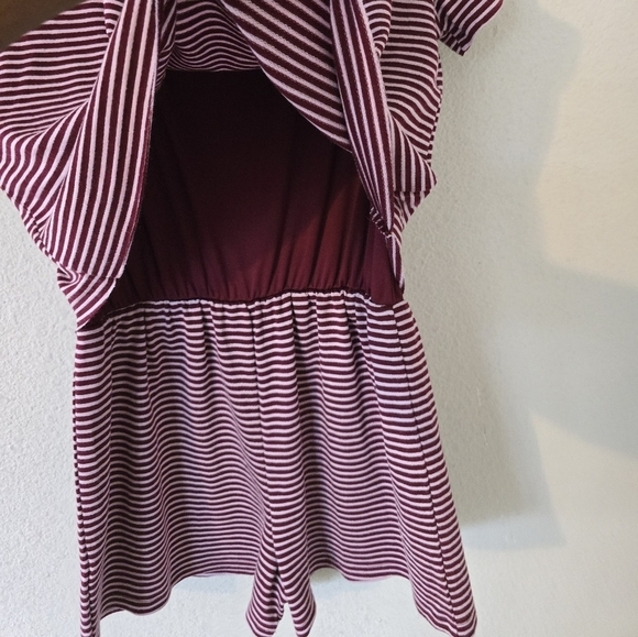 Hiatus Romper Women Sz M Striped Red White Layered Short Sleeve Pockets New - Picture 10 of 10